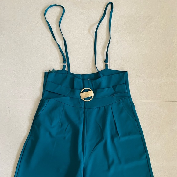 Teal Blue Suspender Pants for Women - Picture 6 of 12
